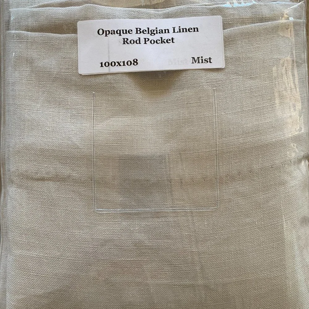 Restoration Hardware Opaque Belgian Linen Pocket Rod Drape Panel 100W x 108L